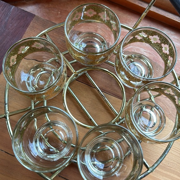 6 Mcm culver Valencia 24 k footed old fashioned cocktail glasses 1950s - Picture 5 of 5